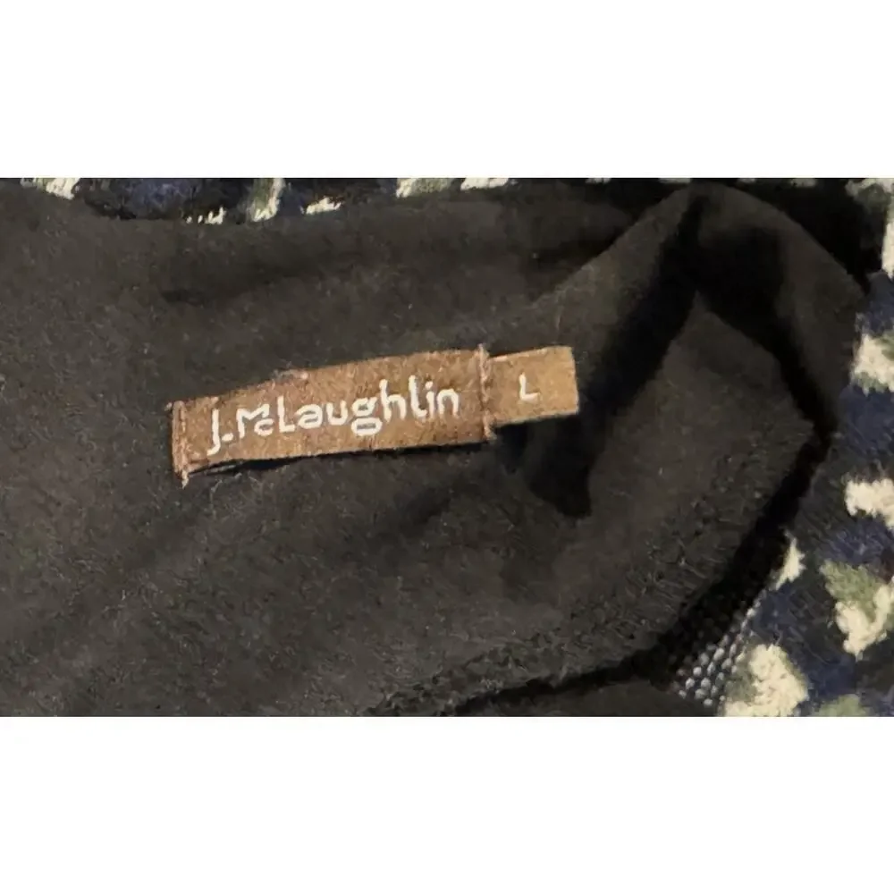 J. McLaughlin Women’s Knit Leopard Print High Neck 3/4 Sleeve Top: Large